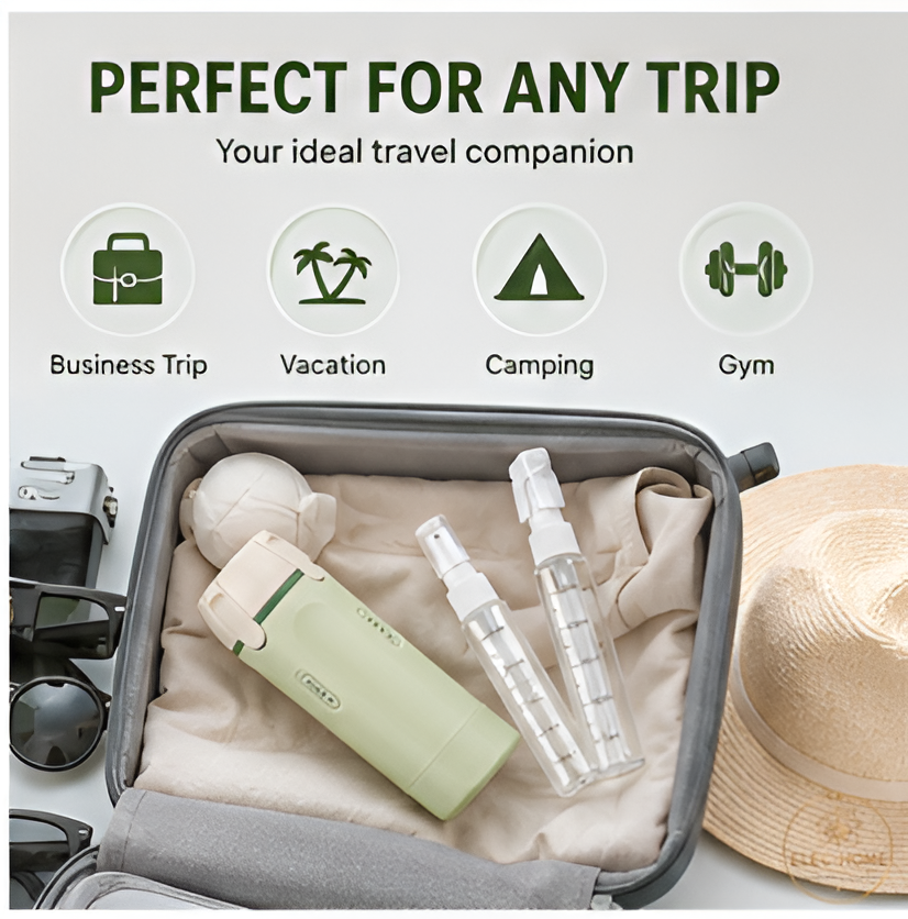 4-in-1 Leak-Proof Travel Dispenser Bottle | TSA Approved Toiletry Container Set with Labels