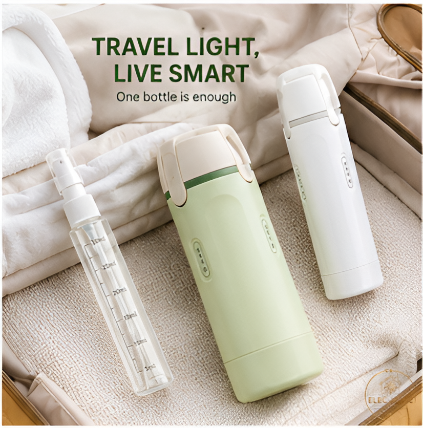 4-in-1 Leak-Proof Travel Dispenser Bottle | TSA Approved Toiletry Container Set with Labels