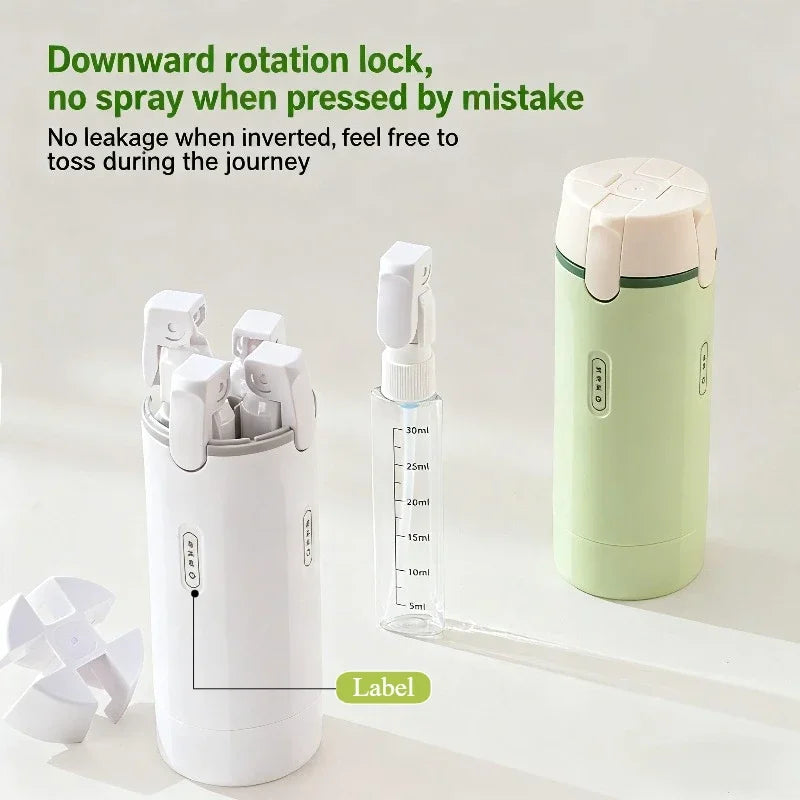 4-in-1 Leak-Proof Travel Dispenser Bottle | TSA Approved Toiletry Container Set with Labels