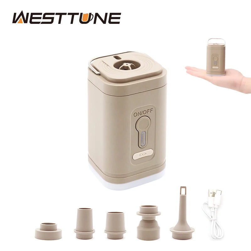 2-in-1 Portable Air Pump & Camping Lantern | Ultra-Lightweight Electric Pump for Air Mattress